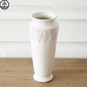 Simple Art White Ceramics Butterfly Vase Modern Luxurious