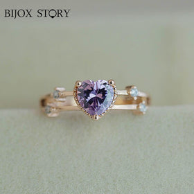 BIJOX STORY Fashion 925 Silver Jewelry Ring for Woman Heart Shape