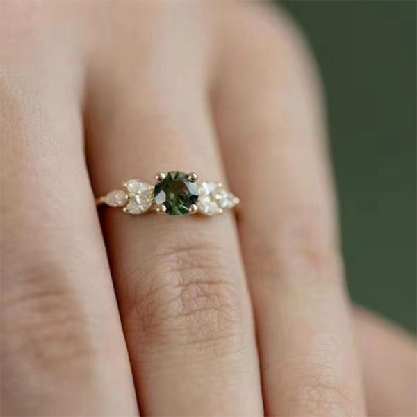 BIJOX STORY Fashion 925 Silver Jewelry Rings with Emerald Zircon