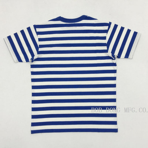 BOB DONG 2cm Stripes Sailor's Tee Shirts Mens Crew neck Border T