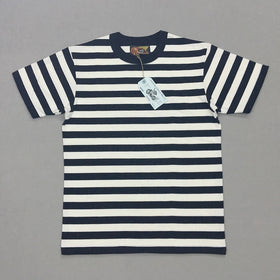 BOB DONG 2cm Stripes Sailor's Tee Shirts Mens Crew neck Border T