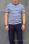 BOB DONG 2cm Stripes Sailor's Tee Shirts Mens Crew neck Border T