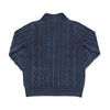 BOB DONG Shawl Collar Indigo Cotton Cardigan Jacquard Pattern Sweater