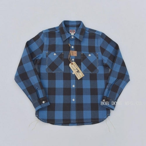 BOB DONG Ultra Heavy Duty Checked Shirts Classic Men's Plaid Cotton