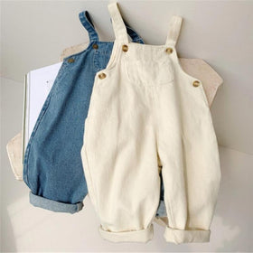 Baby Boy Solid Denim Overalls Child Jean Bib Pants Infant Jumpsuit