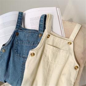 Baby Boy Solid Denim Overalls Child Jean Bib Pants Infant Jumpsuit