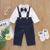 Baby Boys Bow Long Sleeved Romper Suspender Pant