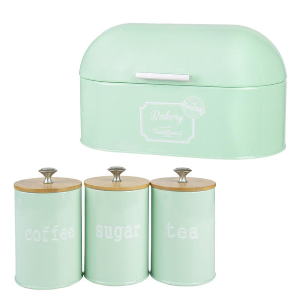 Bakery Box & Kitchen Metal Condiment Canister Set Tea Coffee Storage