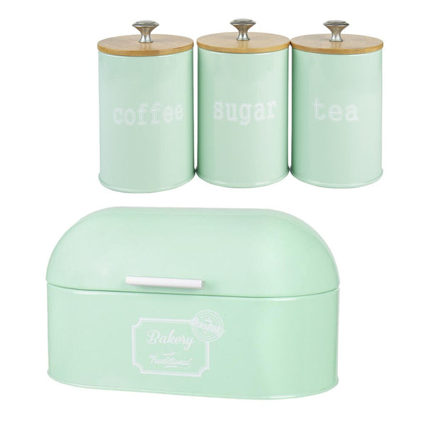 Bakery Box & Kitchen Metal Condiment Canister Set Tea Coffee Storage