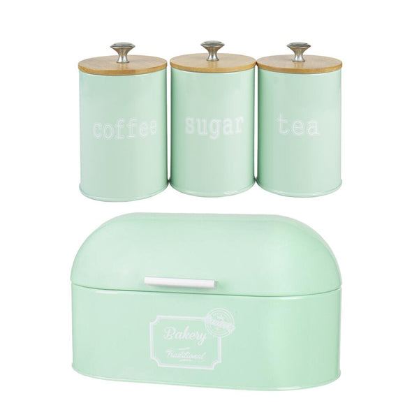 Bakery Box & Kitchen Metal Condiment Canister Set Tea Coffee Storage