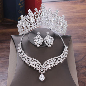 Baroque Crystal Water Drop Bridal Jewelry Sets Rhinestone Tiaras Crown