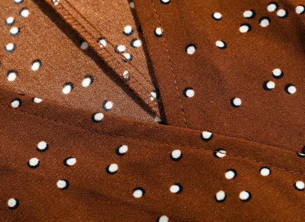 Brown Dot Print Vestido