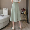 Bean Green Elegant Summer A Line Pleated Skirts Woman 2021 Korean