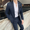 ( Blazer + Pants ) High end Brand Formal Business Plaid Mens Suit