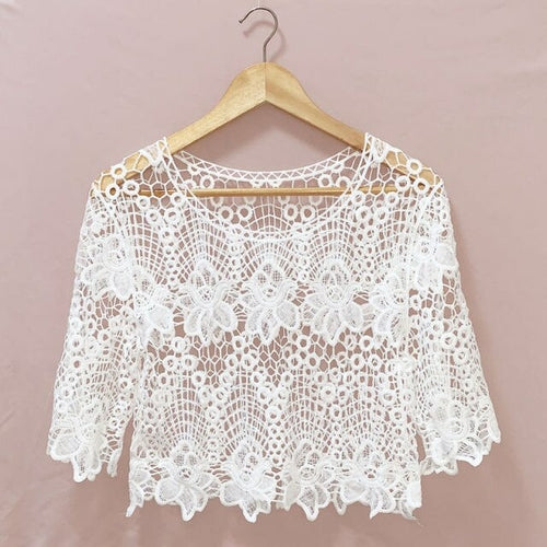 Blouse Women Skirt Shawl Women's Pullover Short Summer Knitted Hollow