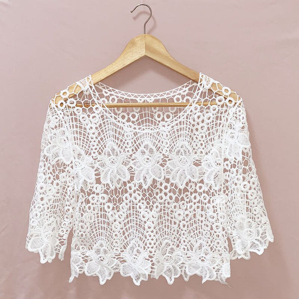 Blouse Women Skirt Shawl Women's Pullover Short Summer Knitted Hollow