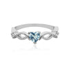 Blue Rings Cubic Zircon Stone Heart Ring For Women Female Sea Blue