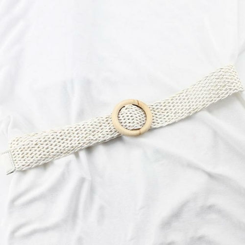 Bohemian Braided Waist Belt Round Square Buckle