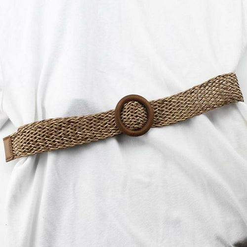 Bohemian Braided Waist Belt Round Square Buckle