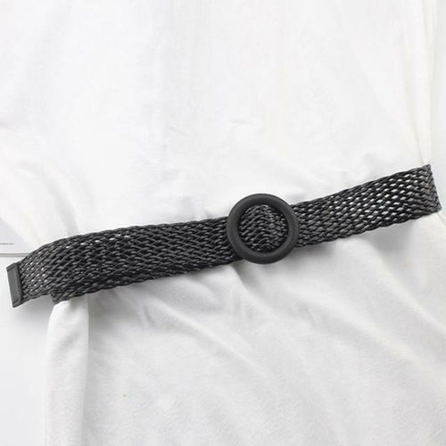 Bohemian Braided Waist Belt Round Square Buckle