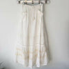 Boho Inspired Women's White Maxi Skirt patch pockets tassel tied