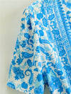 Boho Queens Women Blue Floral Print Sashes Pleated Happie Dresses