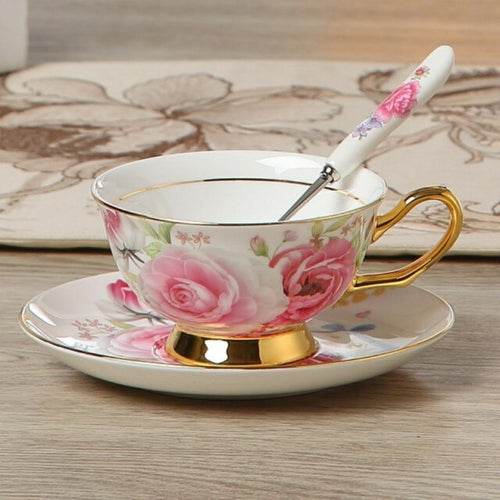 Bone China Coffee Cup Spoon Saucer Set English afternoon Tea cup