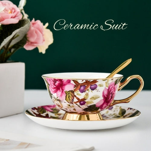 Bone China Coffee Cup Spoon Saucer Set English afternoon Tea cup