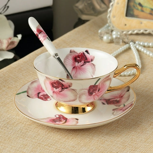 Bone China Coffee Cup Spoon Saucer Set English afternoon Tea cup