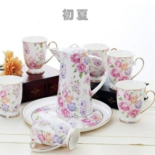 Bone China Coffee Set With Tray European Cups And Pot Black Tea Cup