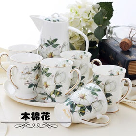 Bone China Coffee Set With Tray European Cups And Pot Black Tea Cup