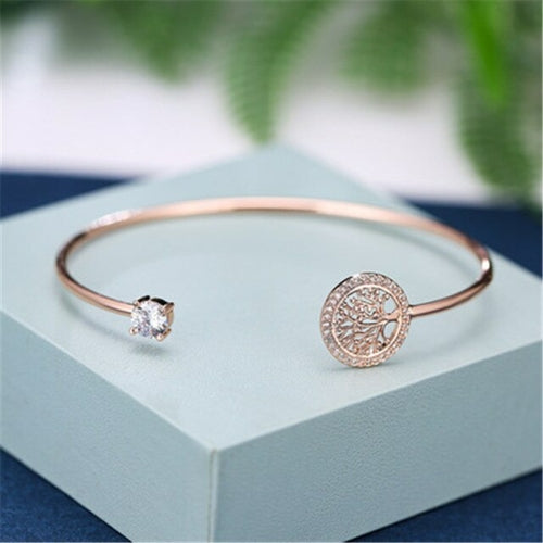 Bracelet Gold Tree Of Life Luxury White Zircon Stone Opening