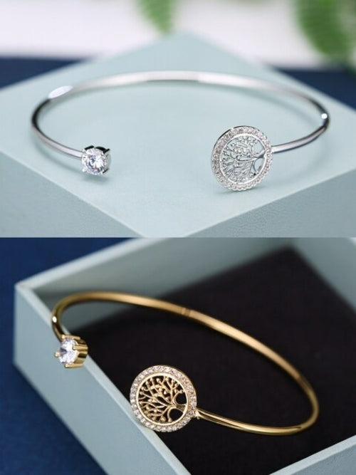 Bracelet Gold Tree Of Life Luxury White Zircon Stone Opening