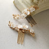 Bridal Hair Pins Flower Small Combs Gold Leaf Wedding Headpiece