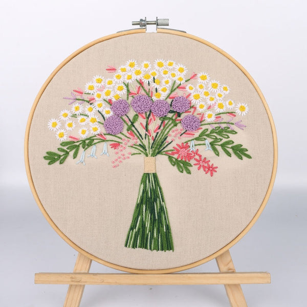 Brilliant Lavender Embroidery Kit DIY Needlework Flower Pattern