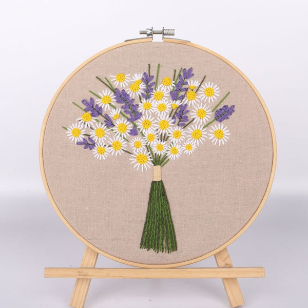 Brilliant Lavender Embroidery Kit DIY Needlework Flower Pattern