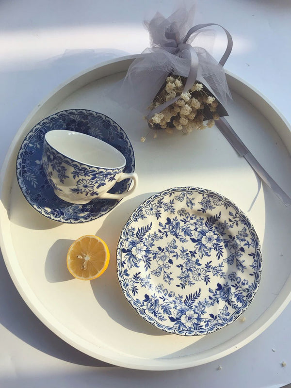 British Retro Blue and white porcelain tableware steak plate photo