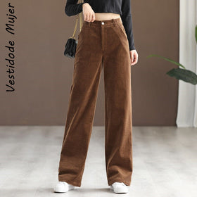 Brown Corduroy Pants Women Harajuku Cargo Pants Y2K Retro Trousers