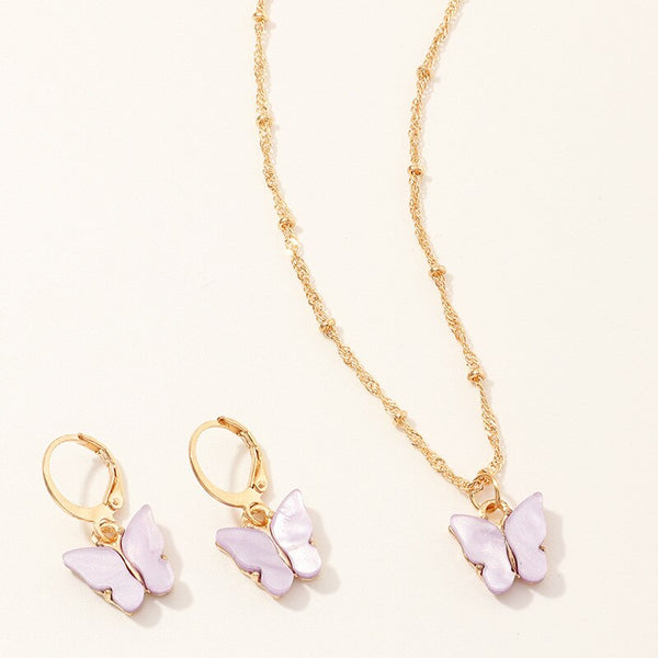 Cottagecore Jewelry Butterfly Necklace earrings