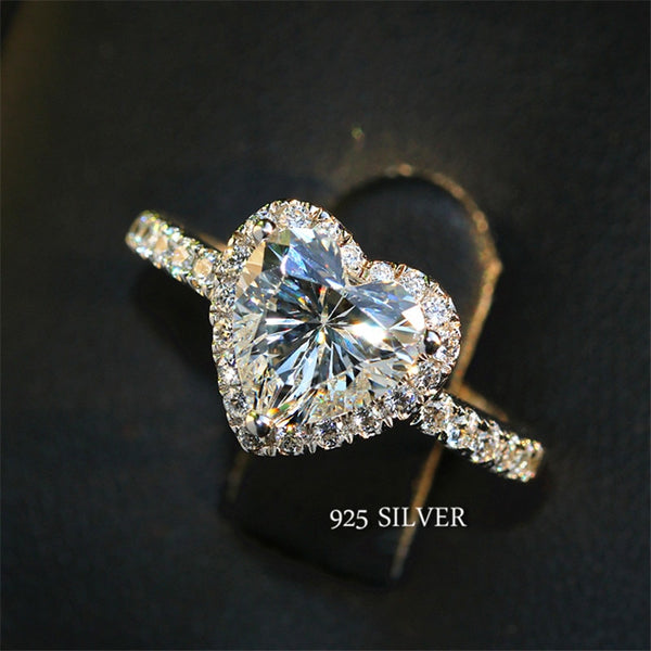 CC Heart Rings for Women S925 Silver Wedding Engagement Bridal Jewelry