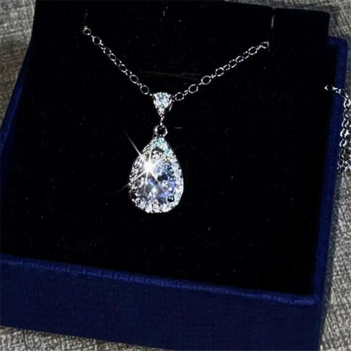 CC Necklaces Pendants Women S925 Silver Water Drop Cubic Zirconia