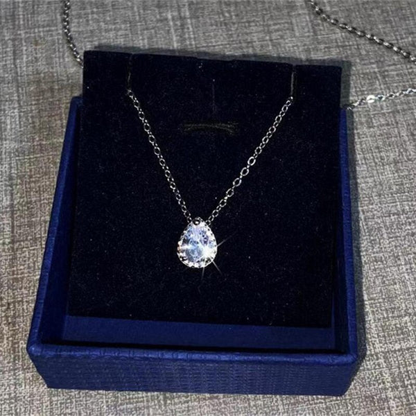 CC Necklaces Pendants Women S925 Silver Water Drop Cubic Zirconia