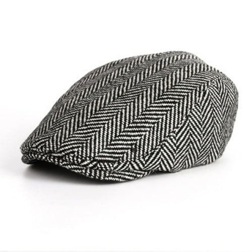 Casquette Four Seasons Cotton Stripe Black Men's Newsboy Hat Male