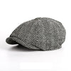 Casquette Four Seasons Cotton Stripe Black Men's Newsboy Hat Male