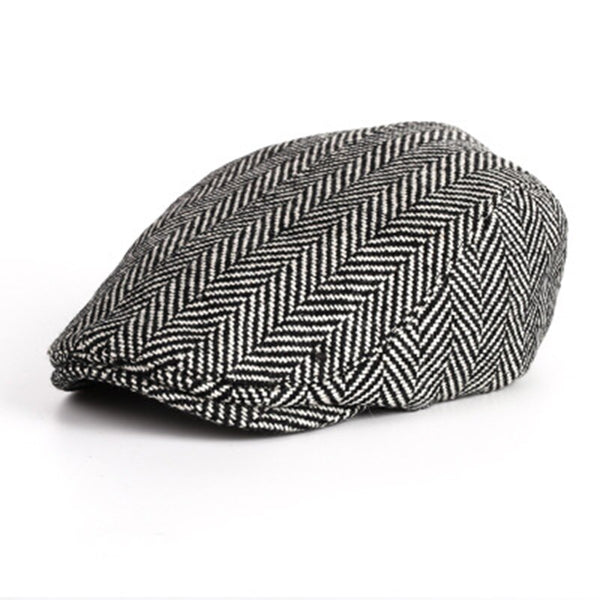 Casquette Four Seasons Cotton Stripe Black Men's Newsboy Hat Male