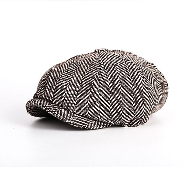 Casquette Four Seasons Cotton Stripe Black Men's Newsboy Hat Male