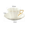 Ceramic Elegant Flower Bone China Coffee Cup with Saucer Set White