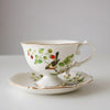 Ceramic Magnolia Petal Shape Bird Berry Dinner Plate Coffee Cup Saucer