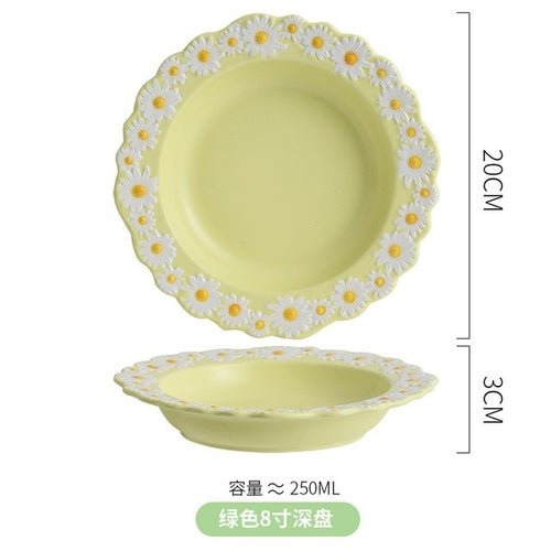 Ceramic Tableware Dishes And Plates Sets Small Daisy Underglaze Home