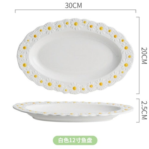 Ceramic Tableware Dishes And Plates Sets Small Daisy Underglaze Home